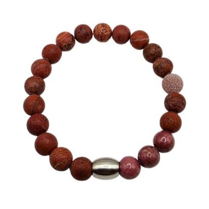 Frosted Red Jasper Gemstone Bracelet: Style-506 (8mm)