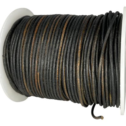 Round Leather Cord - 1mm - Vintage Black