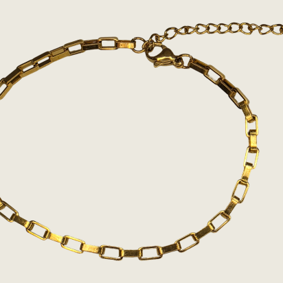 Rectangular Linked Chain Bracelet - Gold - 3mm - Item 984