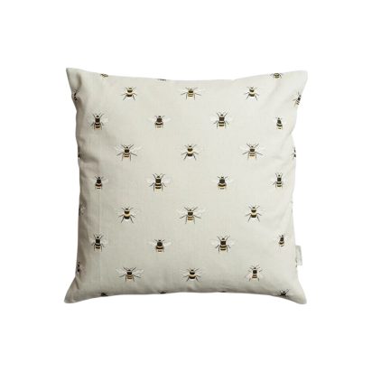 White Cotton Cushion with Bees