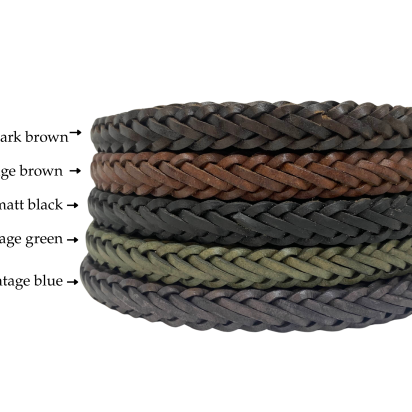 Hvar Braided Leather Cords - 15x4.5mm - Vintage Brown