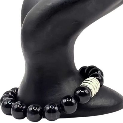 Black Onyx Gemstone Bracelet: Style-575 (10mm)