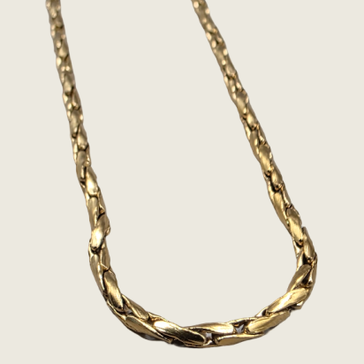 Twisted Square Boston Chain Necklace - Gold - 2mm - Item 903