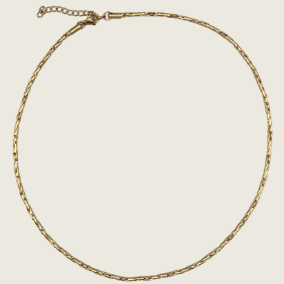 Twisted Square Boston Chain Necklace - Gold - 3mm - Item 903