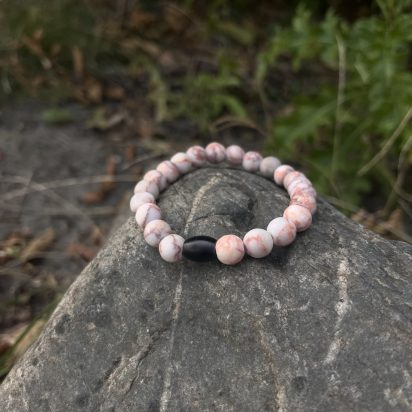 Red Network Stone Gemstone Bracelet: Style-503 (8mm)