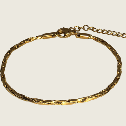 Twisted Square Boston Chain Bracelet - Gold - 2mm - Item 903