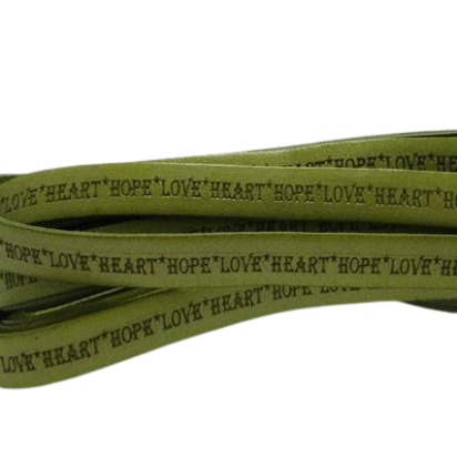 Named-Real Flat Leather-10mm-Hope Love Heart style-Green