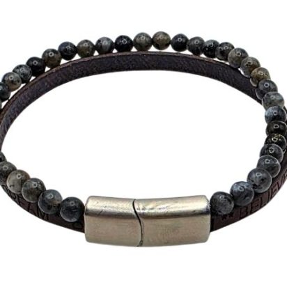 Combination Gemstone and Leather Bracelet - Style 170