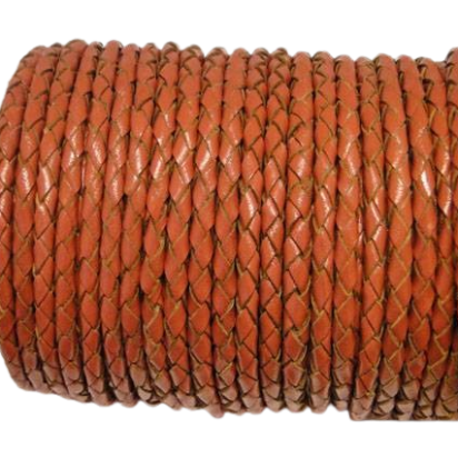 Oslo Round Braided Leather Cord SE/B/2010-Rust - 5mm