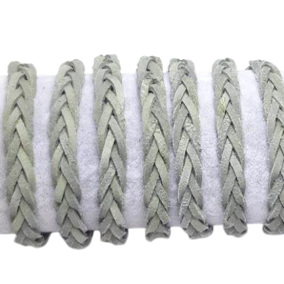 Thick Suede Braided leather cords - 10mm - Light green