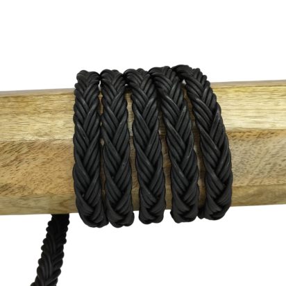 Ibiza braided leather cords - 10*5mm- matt black
