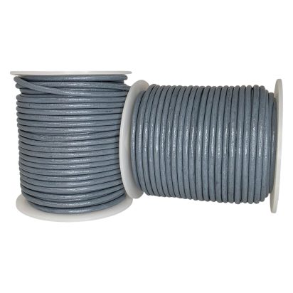 Round Leather Cord 3mm Grey/Blue