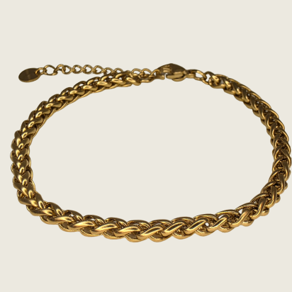 Square Braided NK Chain Bracelet - Gold - 4mm - Item 996