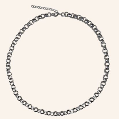 Semicircle Wire Belcher Chain Necklace - Silver - 6mm - Item 988