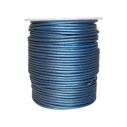 Round leather cord-2mm-Metallic Blue