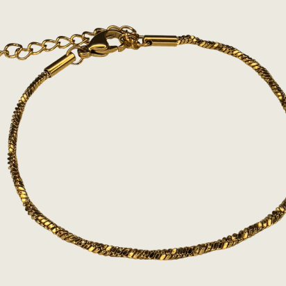 Twisted Square Snake Chain Bracelet – Gold - 1.5mm - Item 997
