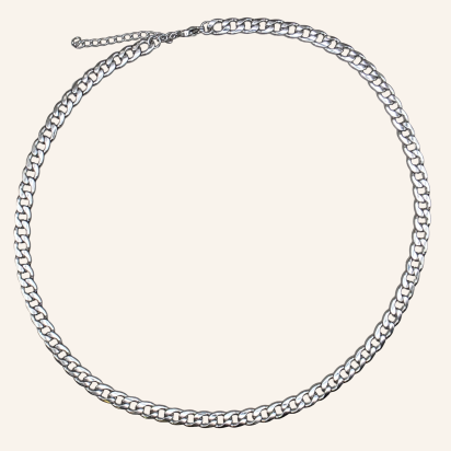Curb Chain Necklace-Silver-5mm-Item 986