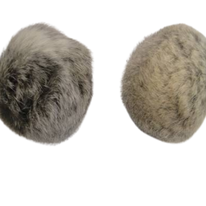Rabbit Fur Pom Pom-Light Grey-8cms