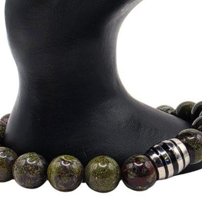 Bloodstone Gemstone Bracelet: Style-521 (10mm)