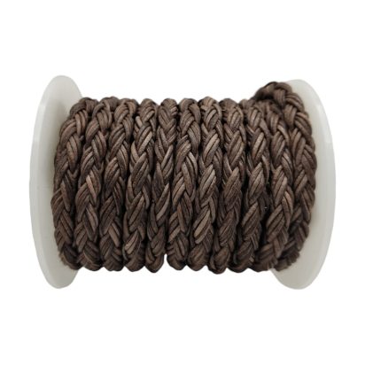 Dublin Bolo Braided Round Twist Leather Cords - 6mm -  Vintage Dark Brown