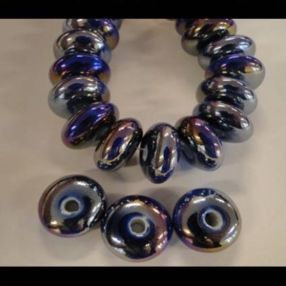 Ceramic beads - 14mm (Black AB)