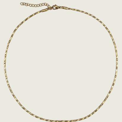 Twisted Square Boston Chain Necklace - Gold - 2mm - Item 903