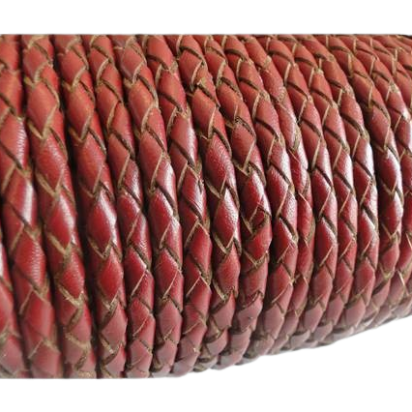 Oslo Round Braided Leather Cord SE/B/2021-Red Wine-5mm