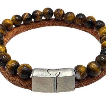 Combination Gemstone and Leather Bracelet - Style 163