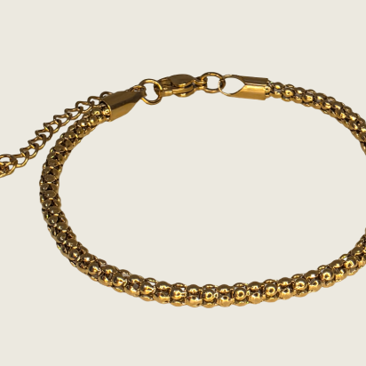 Popcorn Chain Bracelet - Gold - 3mm - Item 905