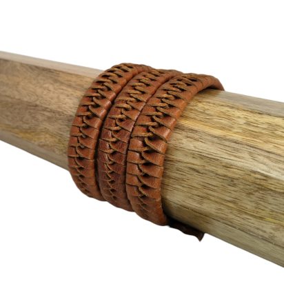 X-Cross Braided Leather Cord-15mm- DARK NATURAl