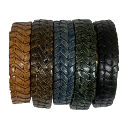 Dallas Braided Leather Cords - 14x4mm - Vintage black