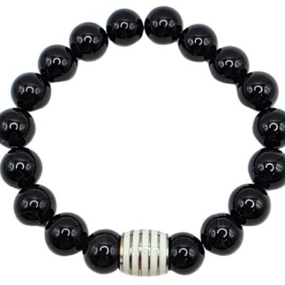 Black Onyx Gemstone Bracelet: Style-575 (10mm)