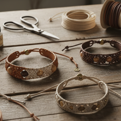 What are macrame leather bracelets