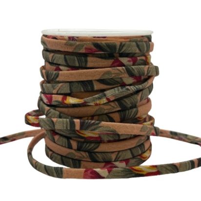 Fabric Flower Cords-5mm-Flat-Pink