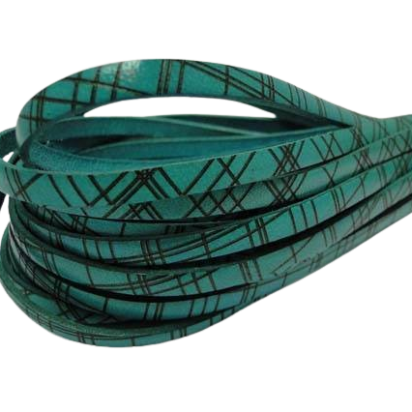 Italia Flat leather with with crossed lines-5MM-Turquoise