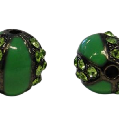 Shamballa bead - 10mm - Antique Peridot