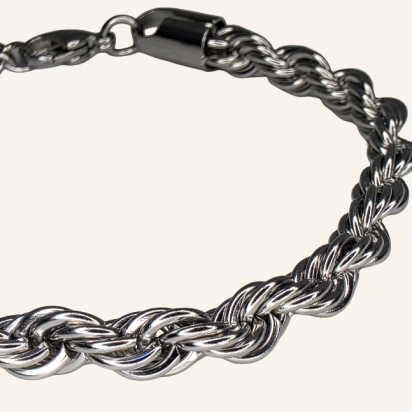 Rope Chain Bracelet - 6mm - Silver - Item 906