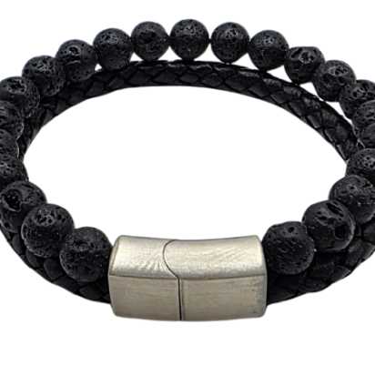 Combination Gemstone and Leather Bracelet - Style 155