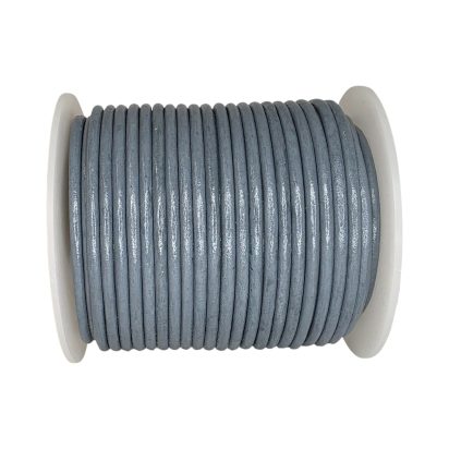 Round Leather Cord 3mm Grey/Blue
