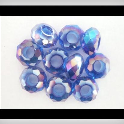 Faceted Big Hole - 14mm (Metalic Blue)