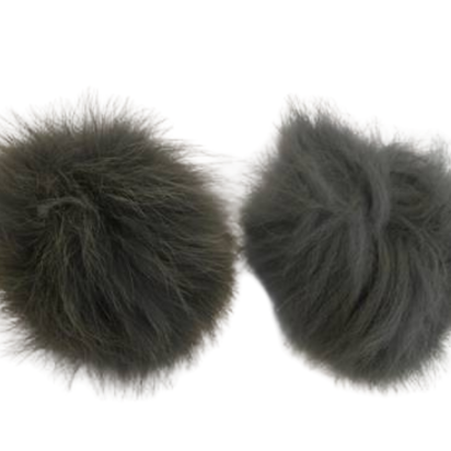 Fox Fur Pom Pom-Light Grey-10cms