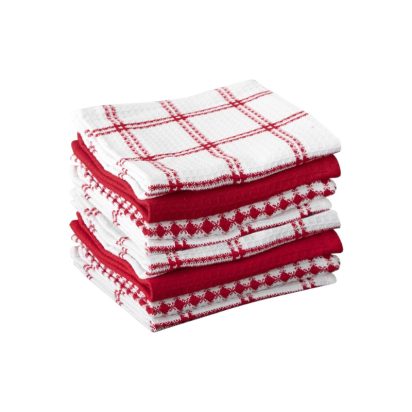 Red and White Patterned Kitchen Towel