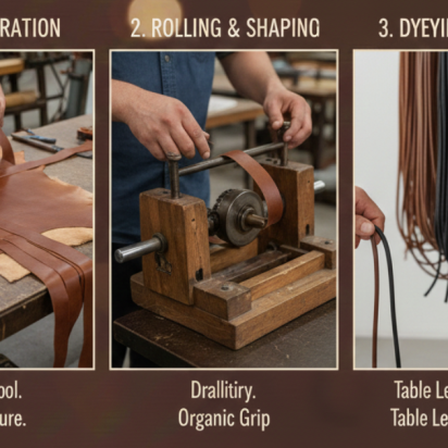 How is round leather cord made