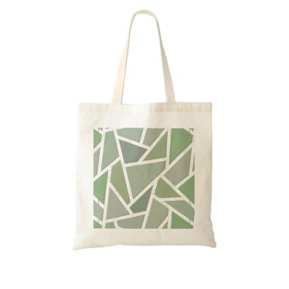 Cotton Tote Bag with Green Mosaic