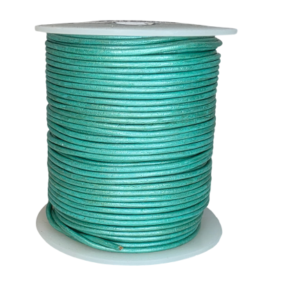 Round Leather Cord - 1.5mm - Metallic Green