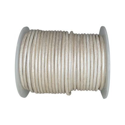 Round Leather Cord - 2,5mm - Metallic Silver