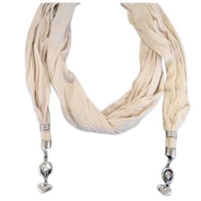 Scarf With Beads - Style 15 - Cream