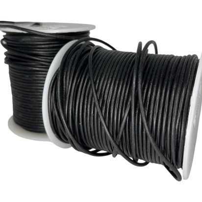Round Leather Cord Black - 2mm