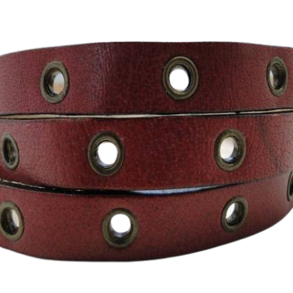 Flat leather with hollow rivets - 10MM-SE-Dark Red