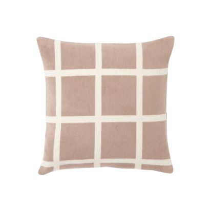 Dark Cream Cotton Cushion with Squares